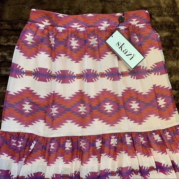 Skazi NWT Pleated Tribal Print Pleated Skirt Large - Picture 5 of 16